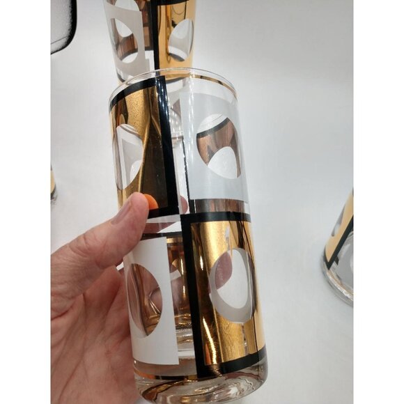 Vintage Mid-Century Modern (MCM) Geometric Highball Glasses Set Of 4 - Picture 3 of 5